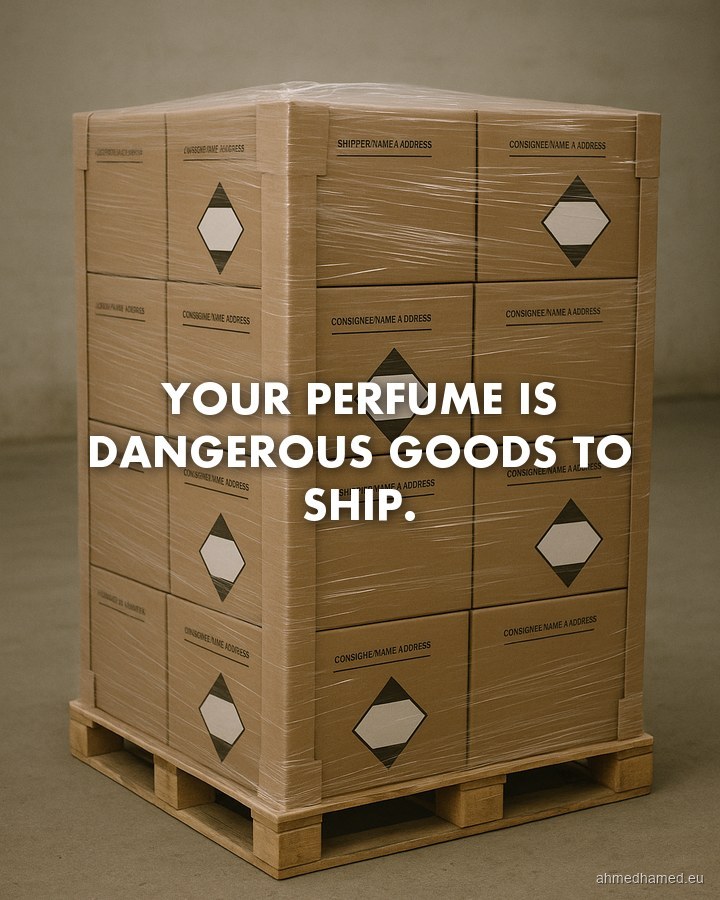 Your perfume is dangerous goods to ship.